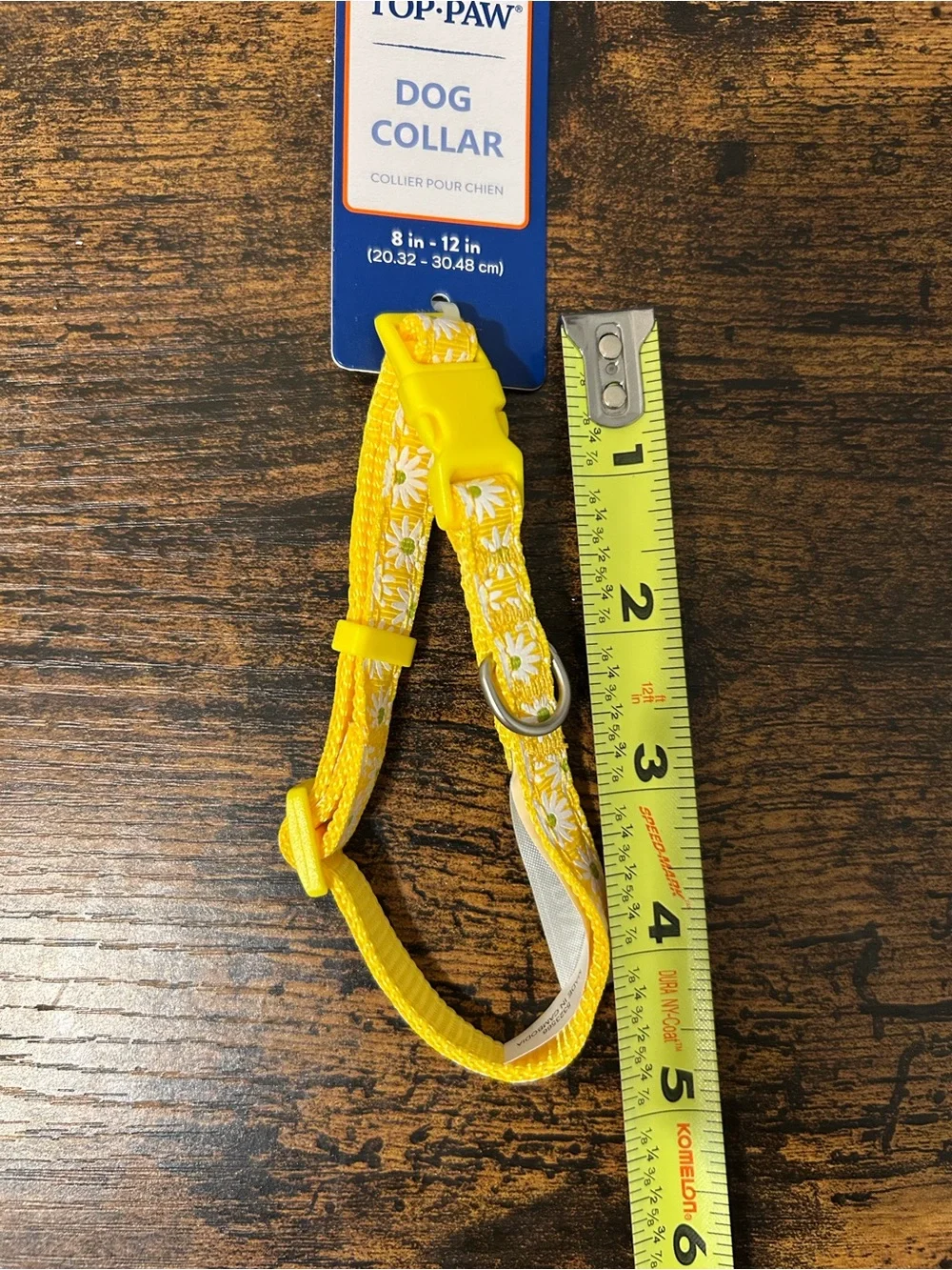 Top Paw Yellow Daisy Pattern Dog Collar + Leash XS
